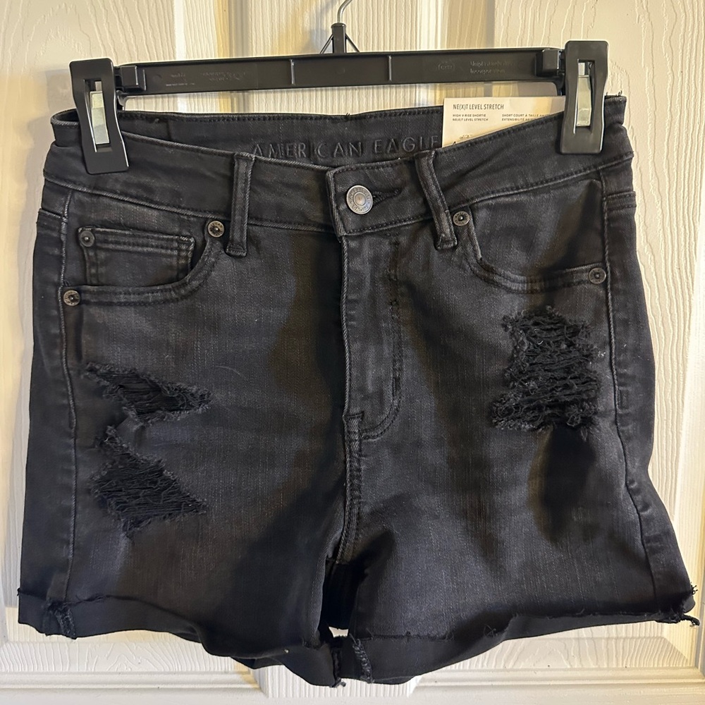 American Eagle Outfitters Dark Gray Distressed Jean Shorts